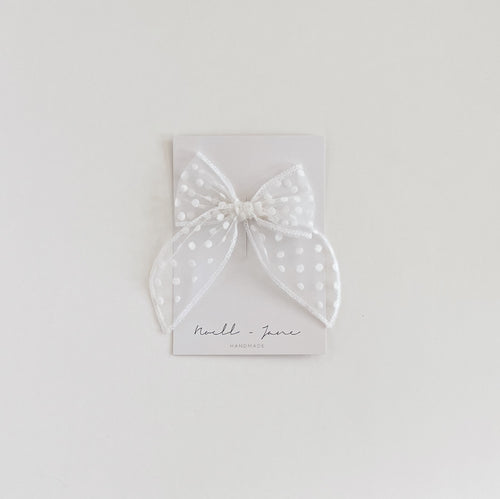 Sailor Bow - white velvet dot